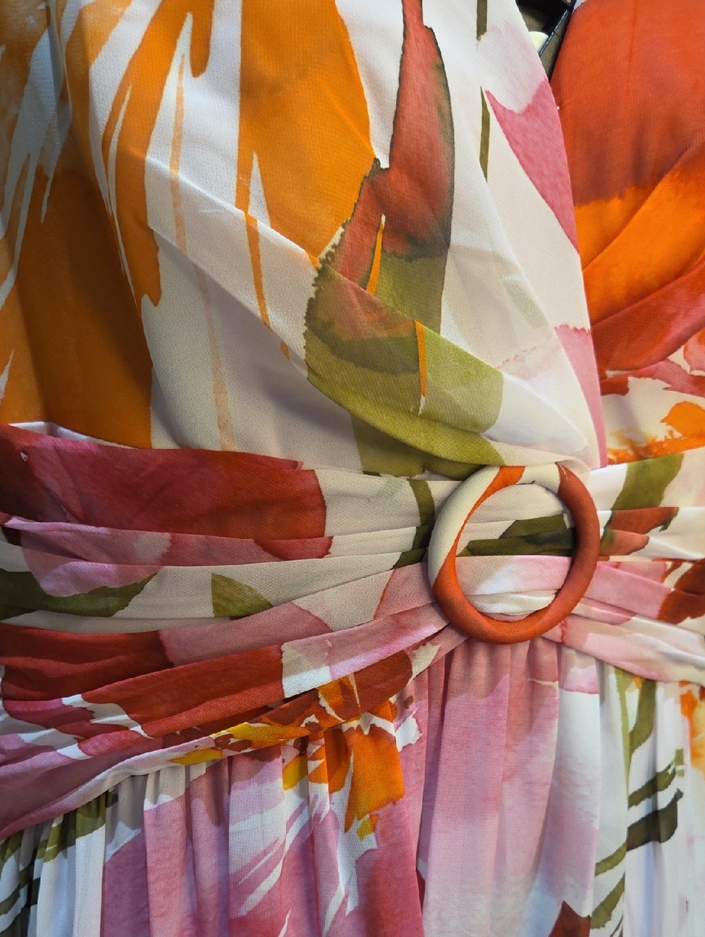Nwt 14 $ 199 Adrianna Papell Pink & Orange Floral Halter Maxi Dress - Picture 15 of 17